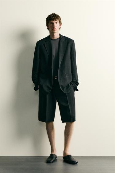 BERMUDA DE COSTUME À PLIS - Noir de Zara - Image 0