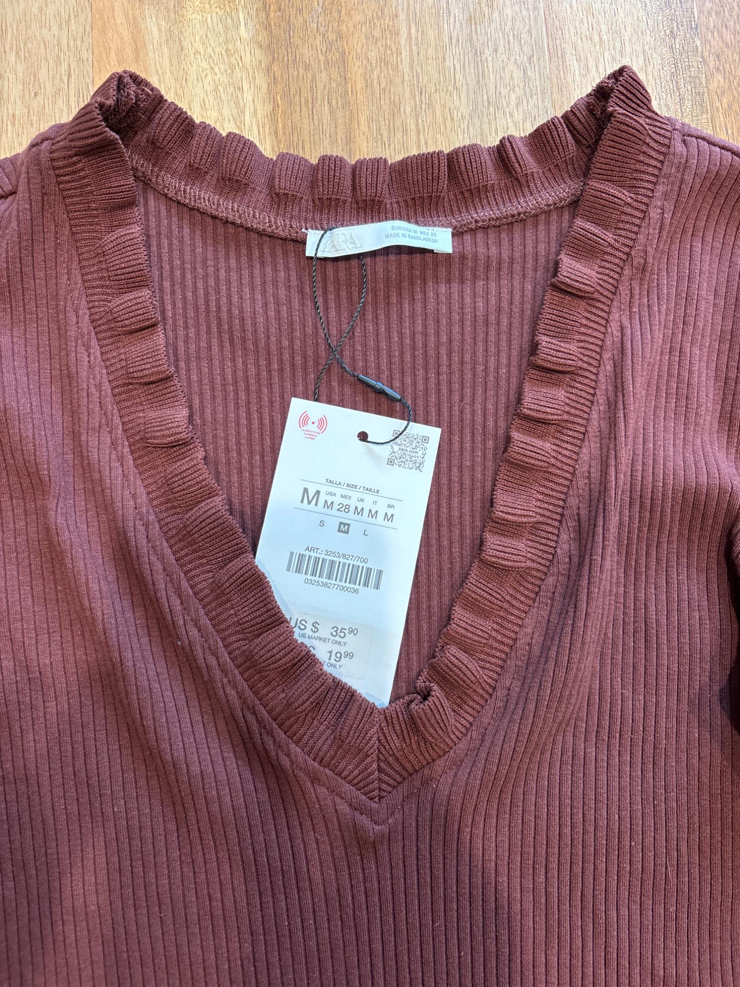 RUFFLED LONG SLEEVE TOP | Zara Preowned