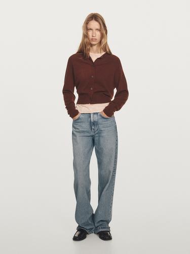 Cárdigan manga larga 100% cashmere - Burdeos de Zara