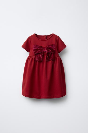 VESTIDO PUNTO ROMA LAZO VELVET  - Rojo oscuro de Zara - Imagen 0