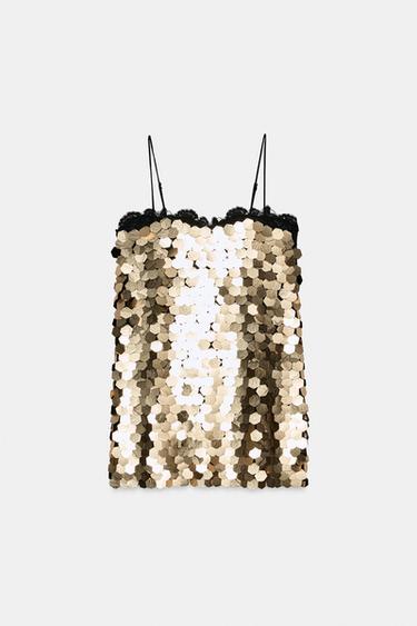 ZW COLLECTION SEQUIN MINI DRESS - Golden by Zara - Image 4