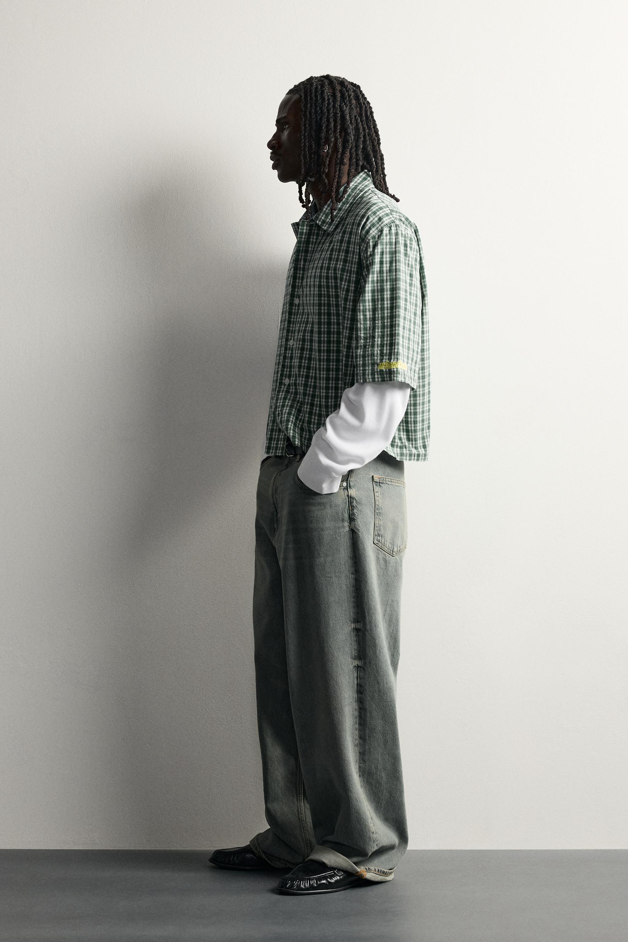 Мужские рубашки Zara CHECKED LAYERED EFFECT SHIRT — фото 4