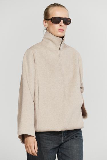 Wool blend bomber jacket — Beige 2