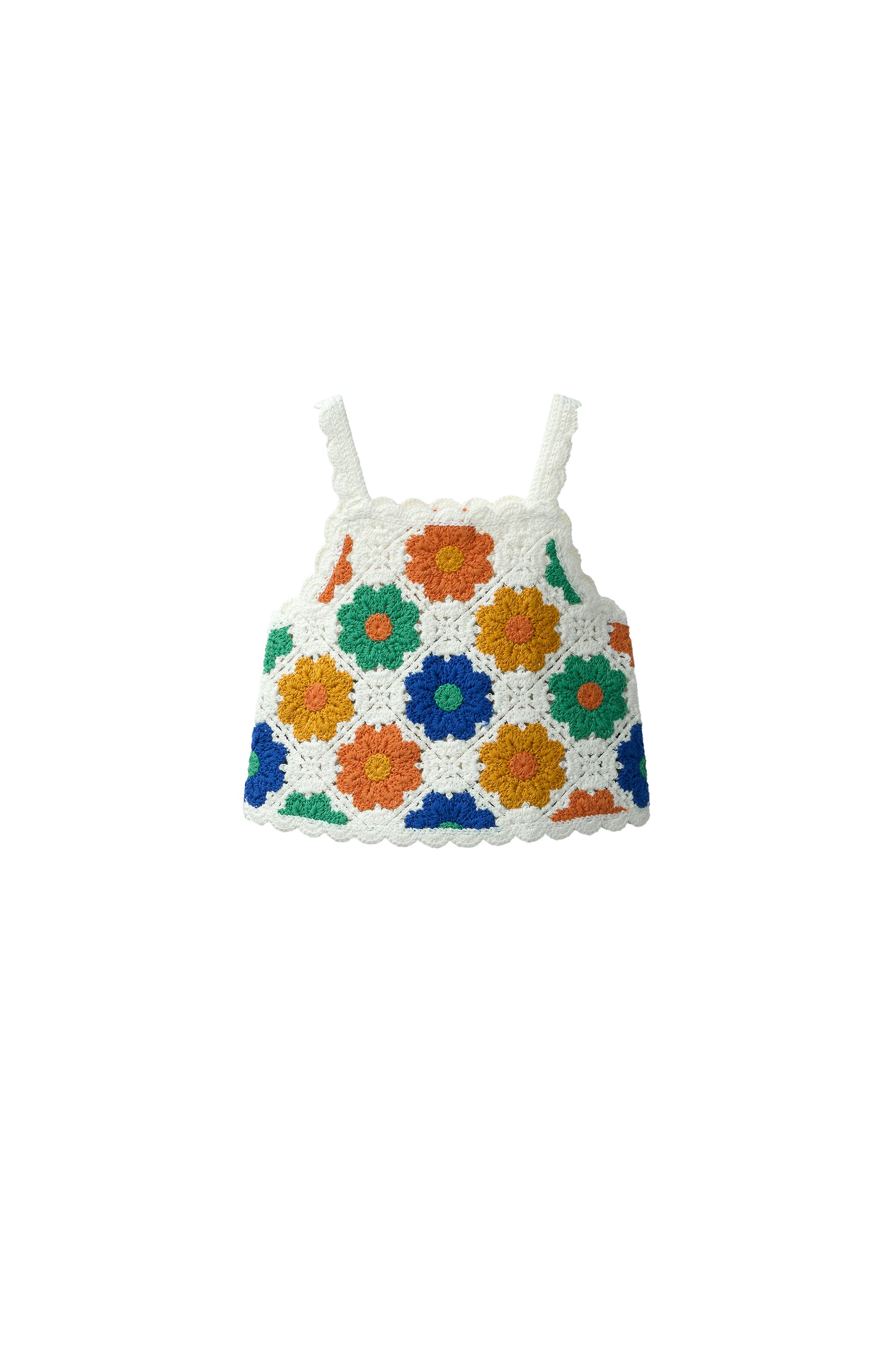 CROCHET KNIT FLORAL TOP - Multicolored | ZARA Canada
