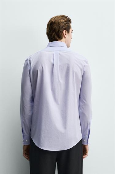 REGULAR FIT CHECK SHIRT - Lilac / White by Zara - Image 2