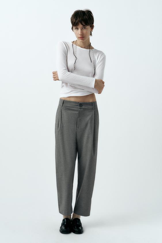 FRAYED WAIST PANTS ZW COLLECTION - Anthracite grey