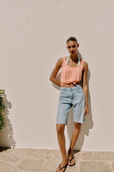 ΒΕΡΜΟΥΔΑ Z1975 DENIM ΜΕΣΑΙΟΥ ΥΨΟΥΣ - Μπλε μεσαία απόχρωση του Zara