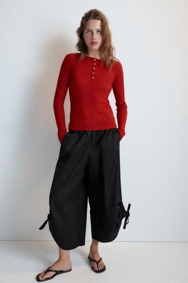 TEXTURED BUTTON-UP T-SHIRT - Red by Zara