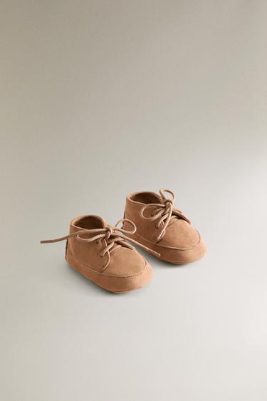 LACE-UP LEATHER BOOT BOOTIES - Brown by Zara - Image 1