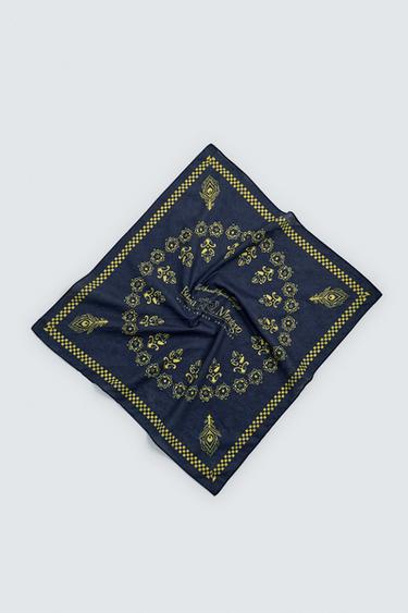 Zara GEOMETRIC PRINT BANDANA - Navy blue