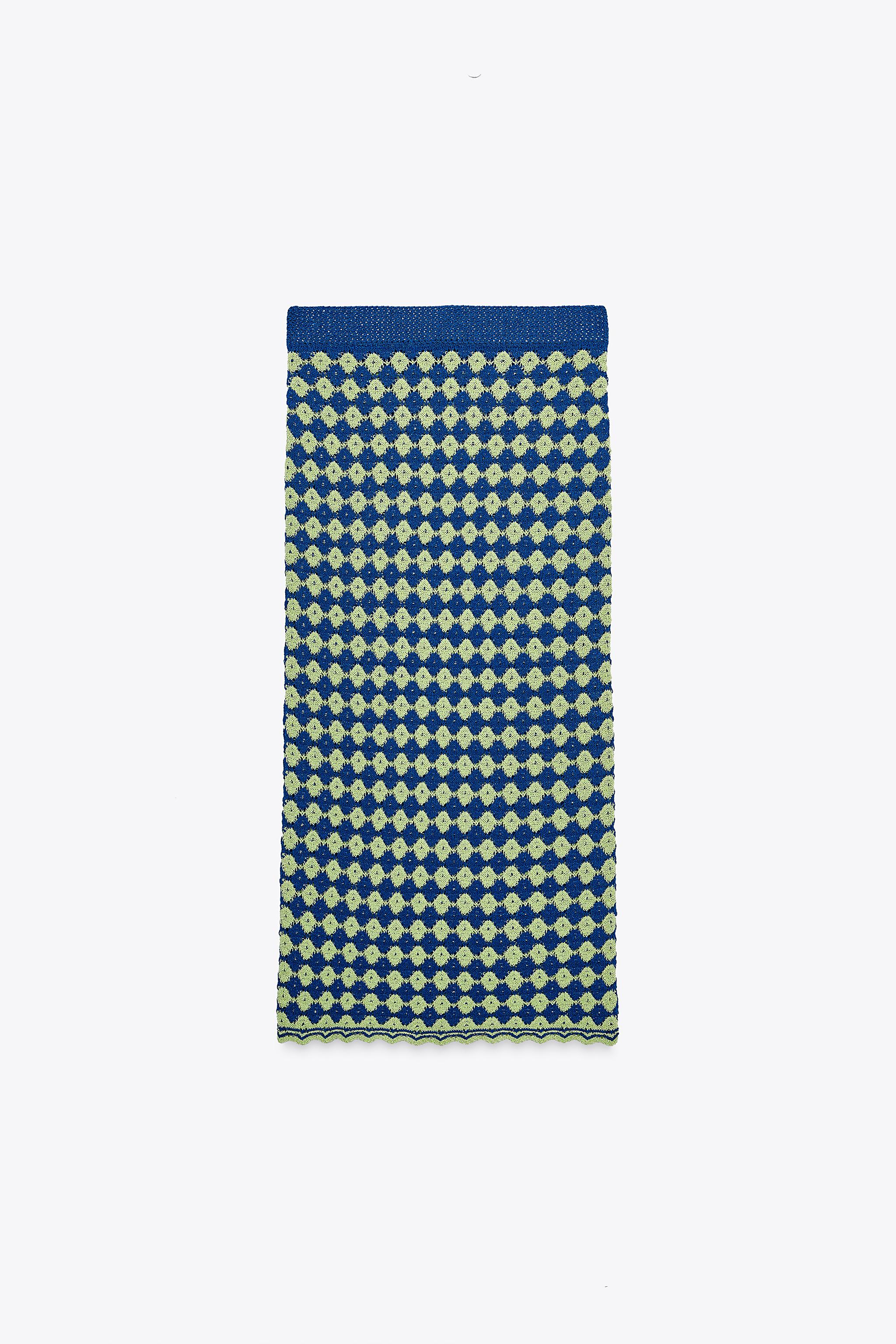 ZARA ストラクチャーニットスカート 6771/072 ストラクチャーニットスカート - ブルー/グリーン | ZARA Japan
