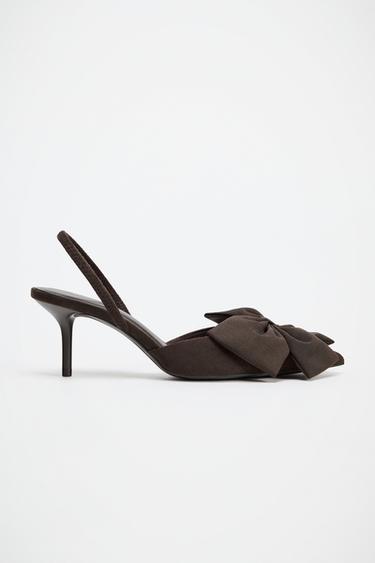 SAPATO DE SALTO COM DETALHE DE LAÇO - Marrom da Zara