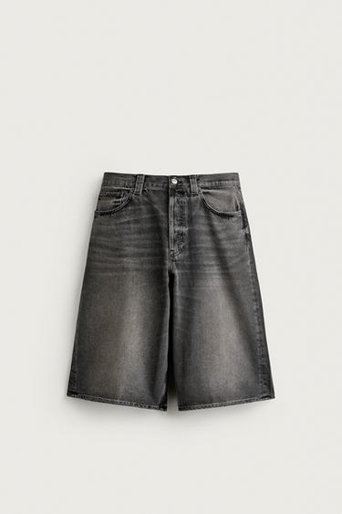 BAGGY FIT DENIM JORTS - Grey by Zara