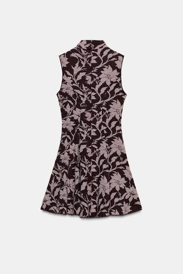 ROBE COURTE EN JACQUARD - Marron de Zara - Image 5