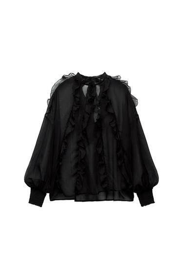 ΗΜΙΔΙΑΦΑΝΗ ΜΠΛΟΥΖΑ OVERSIZE ΜΕ ΒΟΛΑΝ