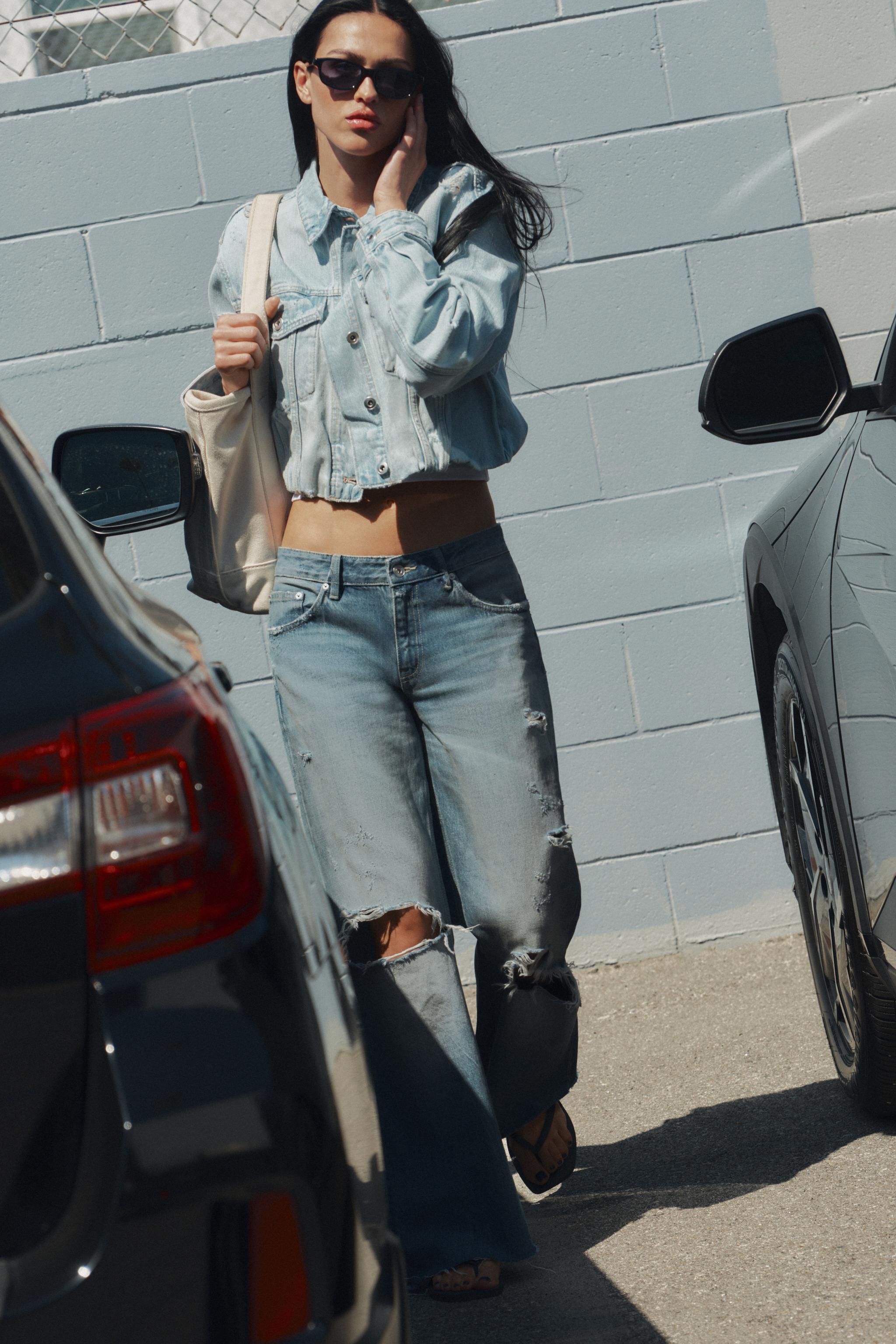 TRF DISTRESSED CROP DENİM CEKET
