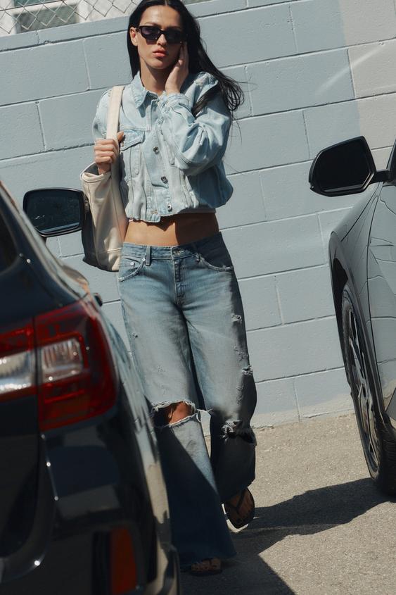 TRF RIPPED DENIM JACKET - Light blue by Zara - Image 0