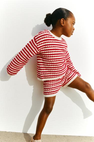 JERSEY PUNTO GRUESO RAYAS - Rojo de Zara