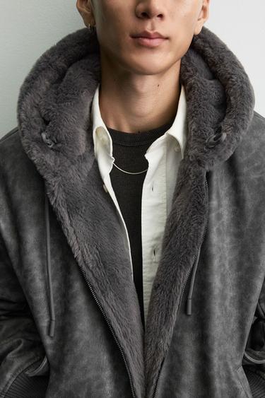 LEATHER EFFECT REVERSIBLE BOMBER JACKET - Anthracite Grey by Zara - Image 4