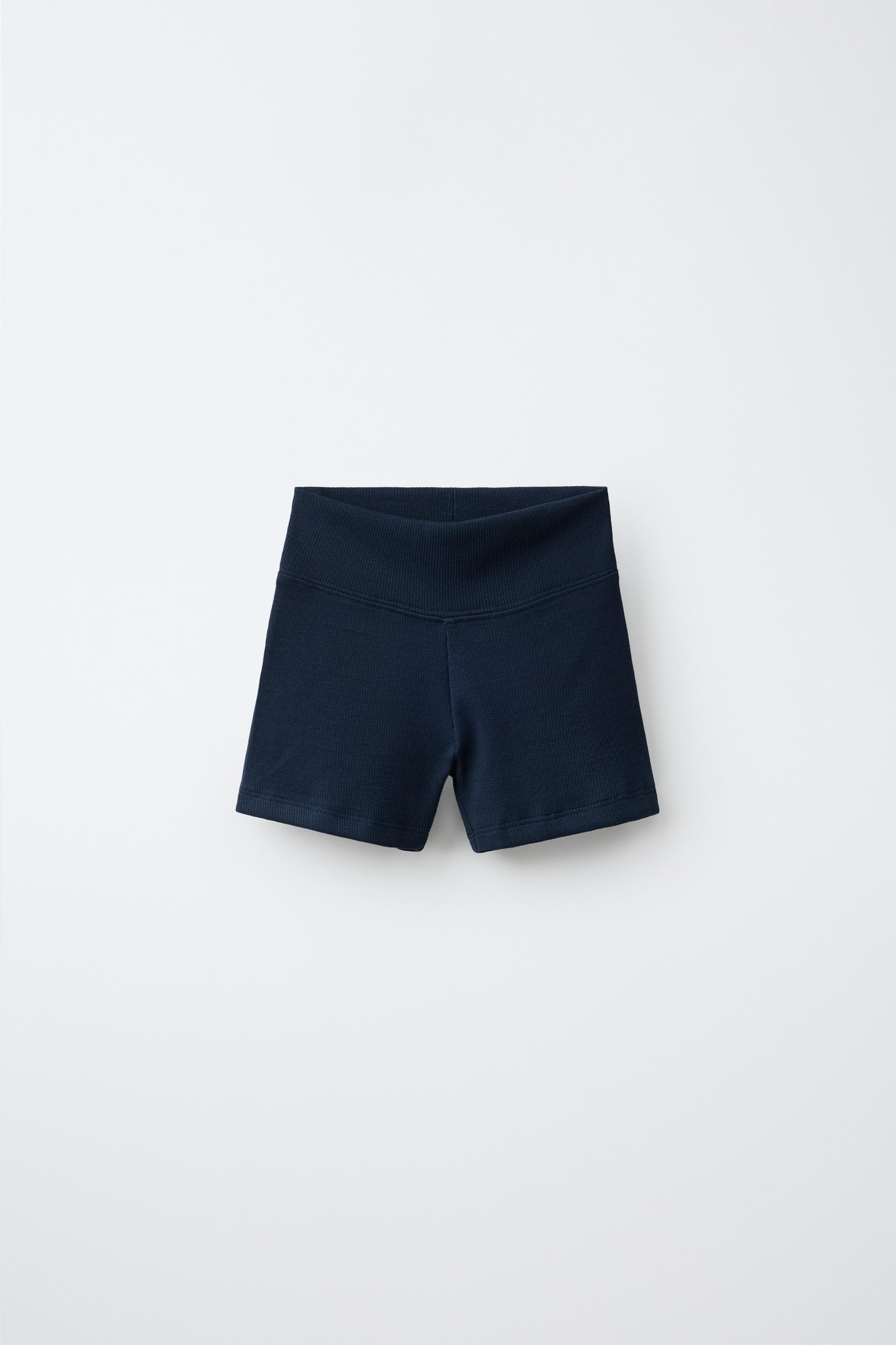 RIBBED SHORTS — Navy blue
