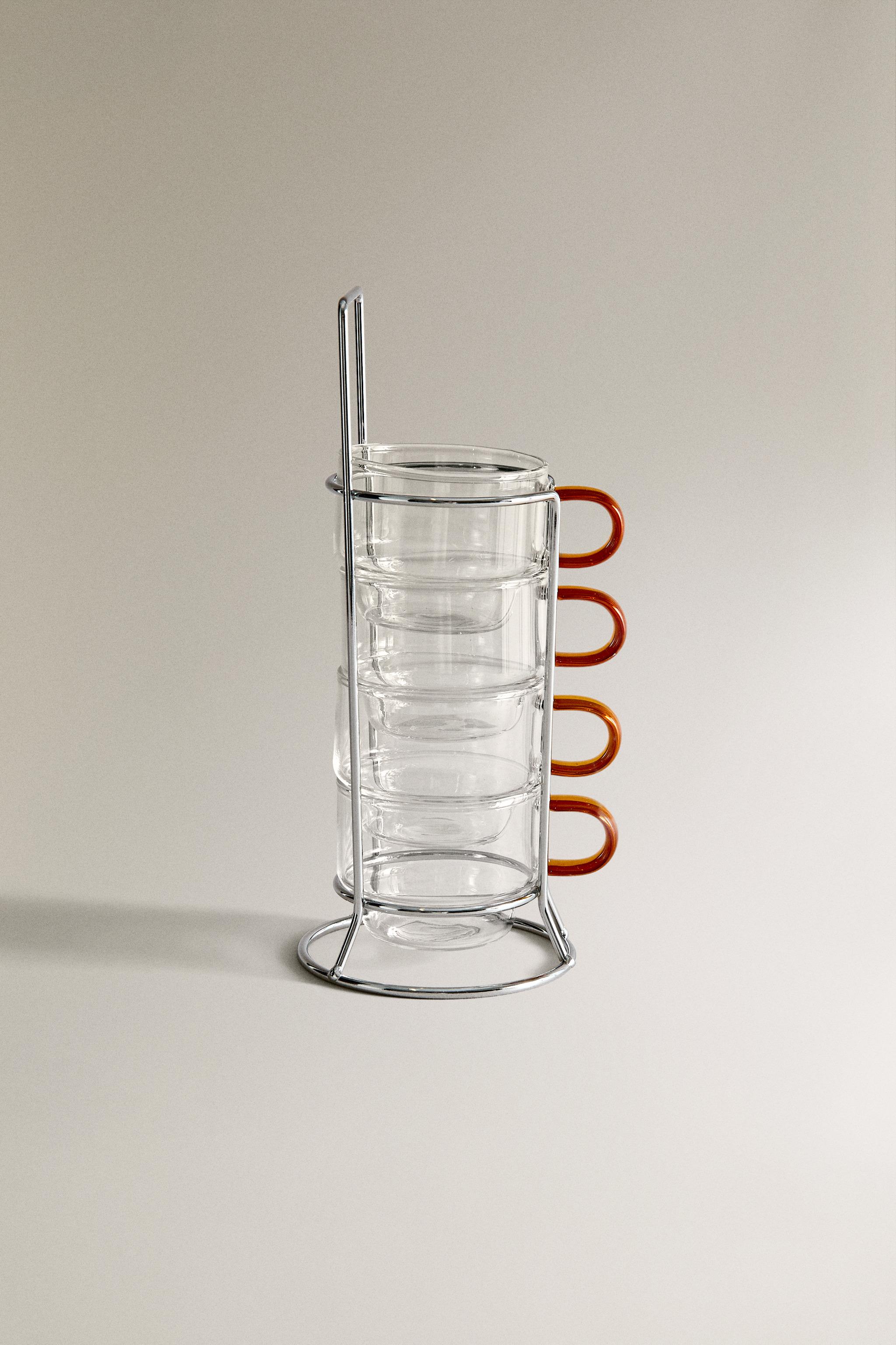 TOUR DE TASSES EN BOROSILICATE ANSE DE COULEUR (ENSEMBLE DE 4)