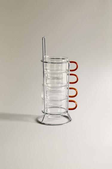 TOUR DE TASSES EN BOROSILICATE ANSE DE COULEUR (ENSEMBLE DE 4) - Orange de Zara - Image 1