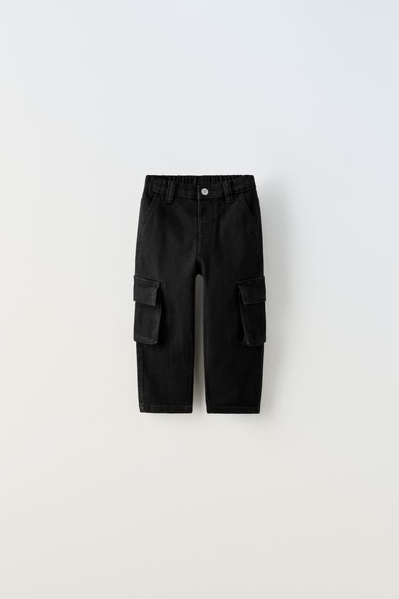 MULTI-POCKET DENIM PANTS - Black