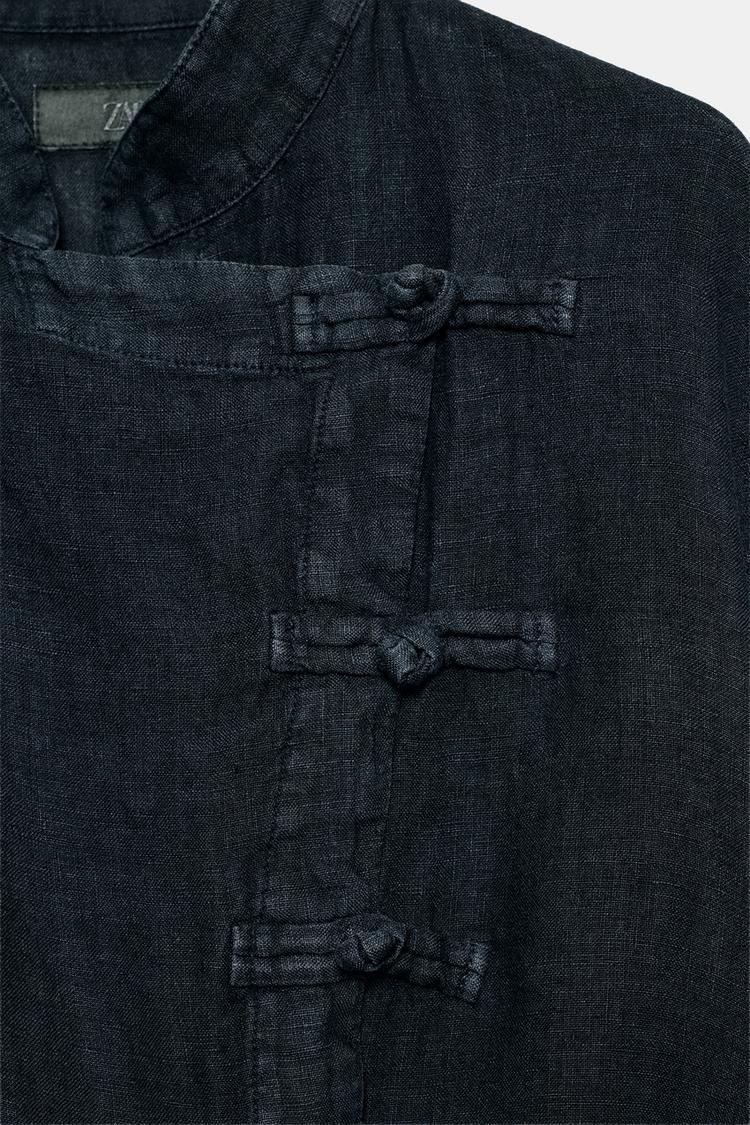Blusa de envoltura 100% lino de la colección ZW 4
