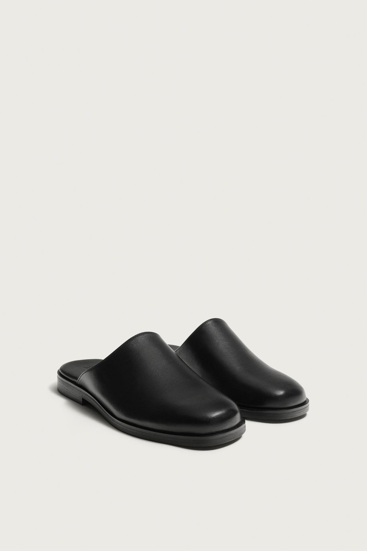 LEATHER DRESS CLOG — Black