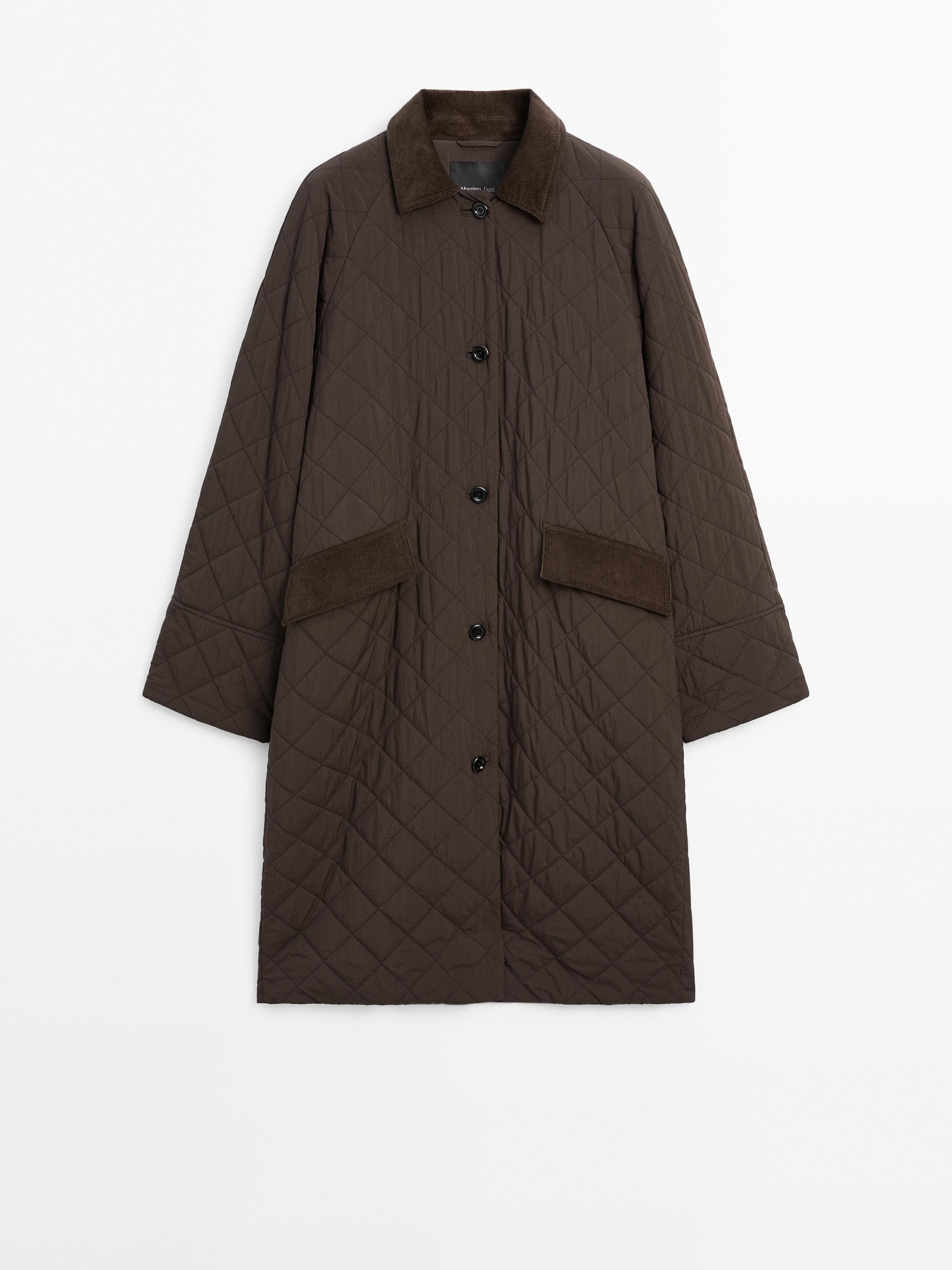 Long coat with corduroy detail