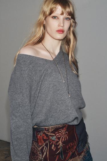 OVERSIZED 100% WOOL KNIT SWEATER - Mid-grey by Zara