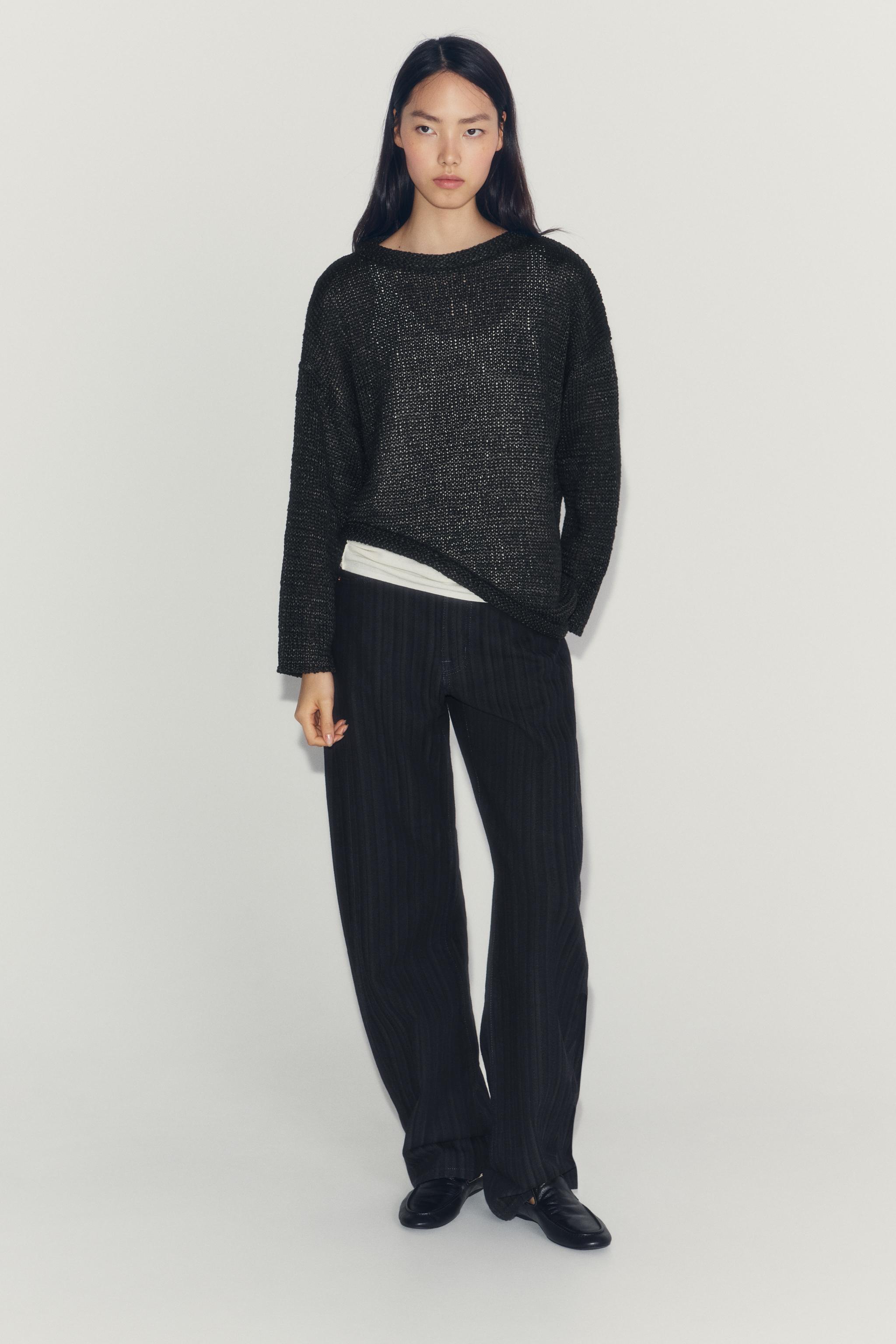 ASYMMETRIC KNIT JUMPER — Black