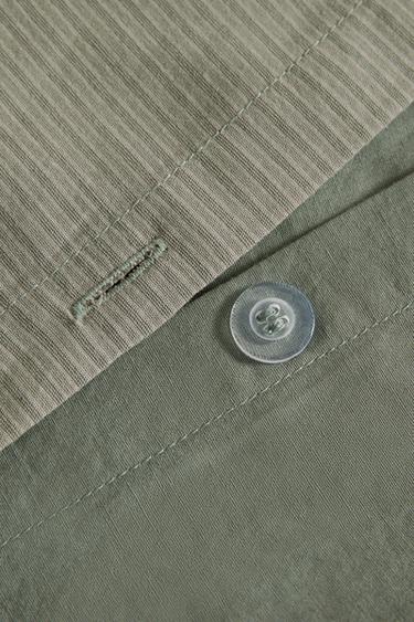 HOUSSE DE COUETTE COTON RAYÉE - Vert de Zara
