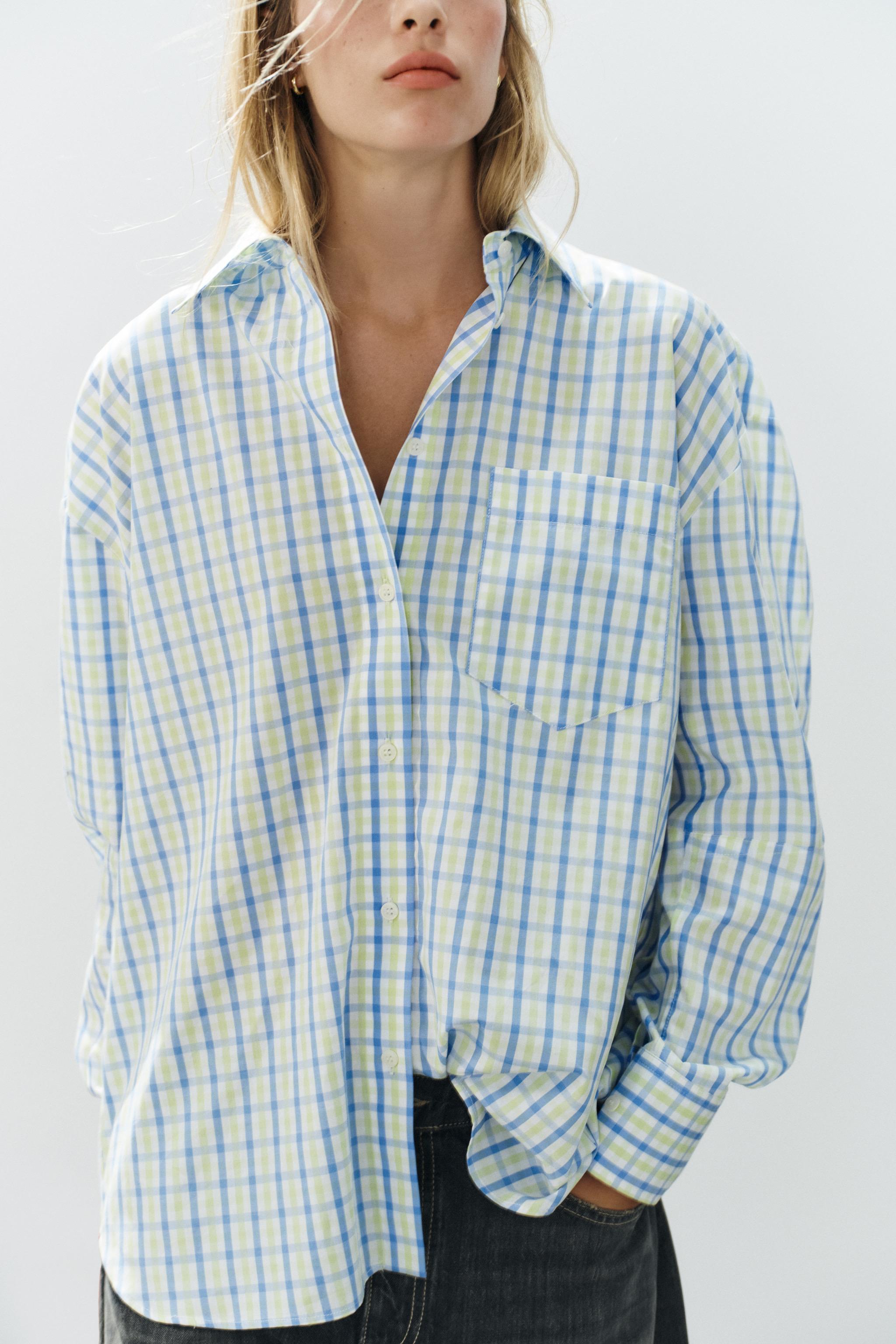CHEMISE OVERSIZE EN POPELINE À CARREAUX