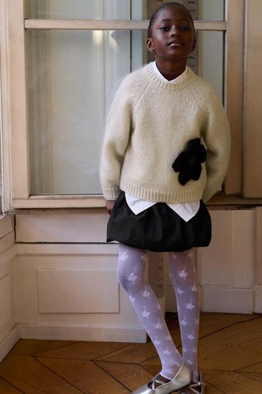 KNIT FLORAL SWEATER - Ecru by Zara