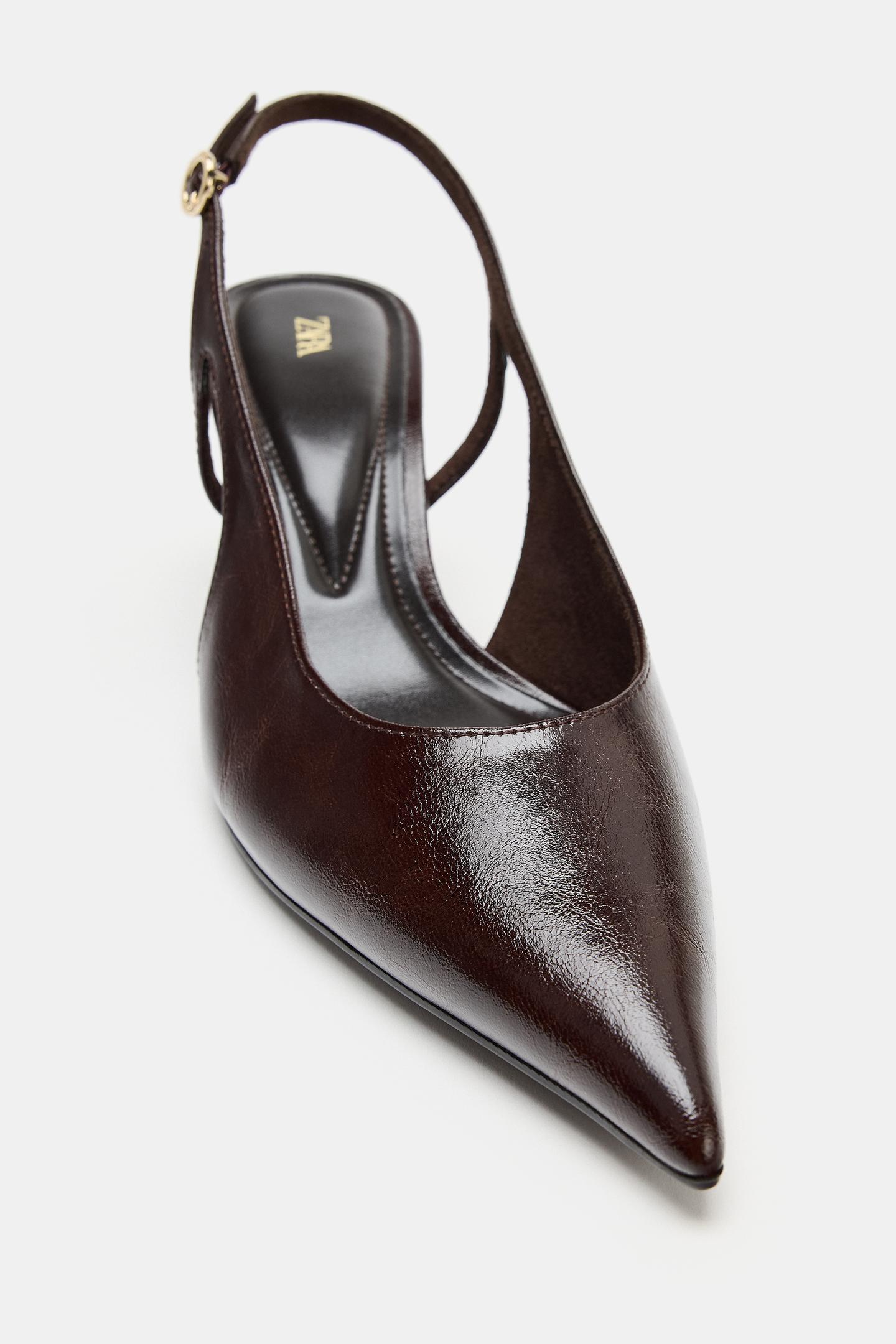 Женские туфли Zara Slingback Heels, цвет: Коричневый — фото 3