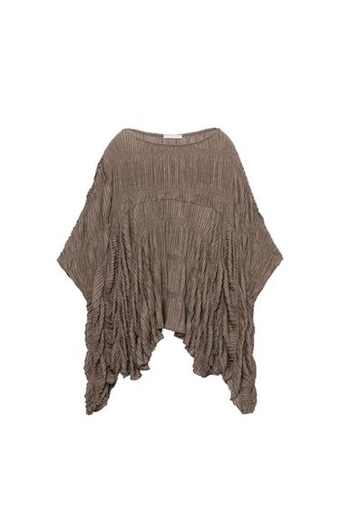 TEXTURED CAPE TOP - Mink by Zara