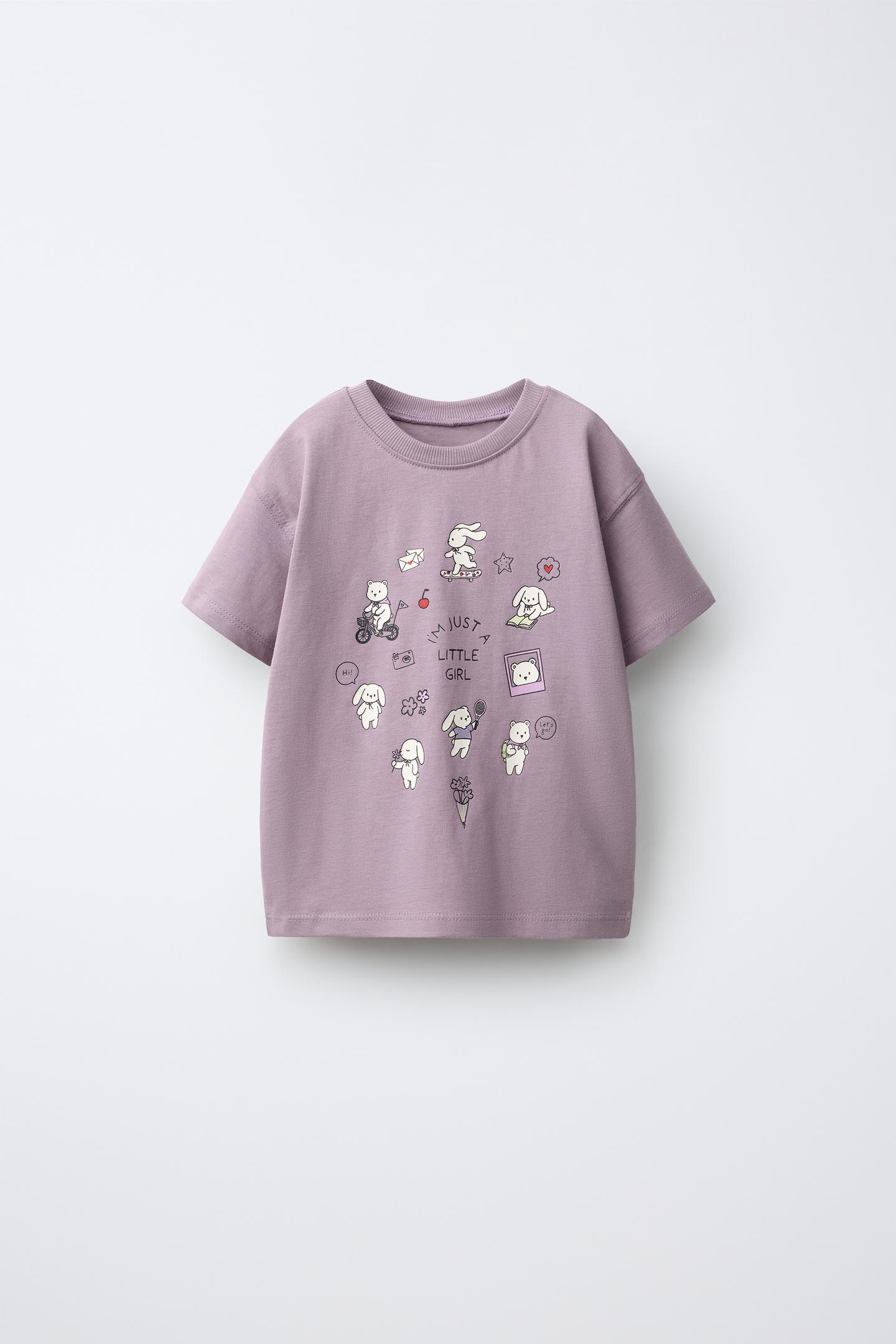 Детская футболка Zara Dog Print, цвет: Светлый сиреневый