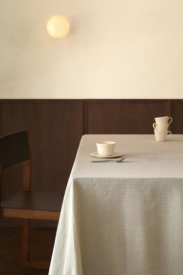 OVERLOCK STRIPED TABLECLOTH - GREENISH by Zara