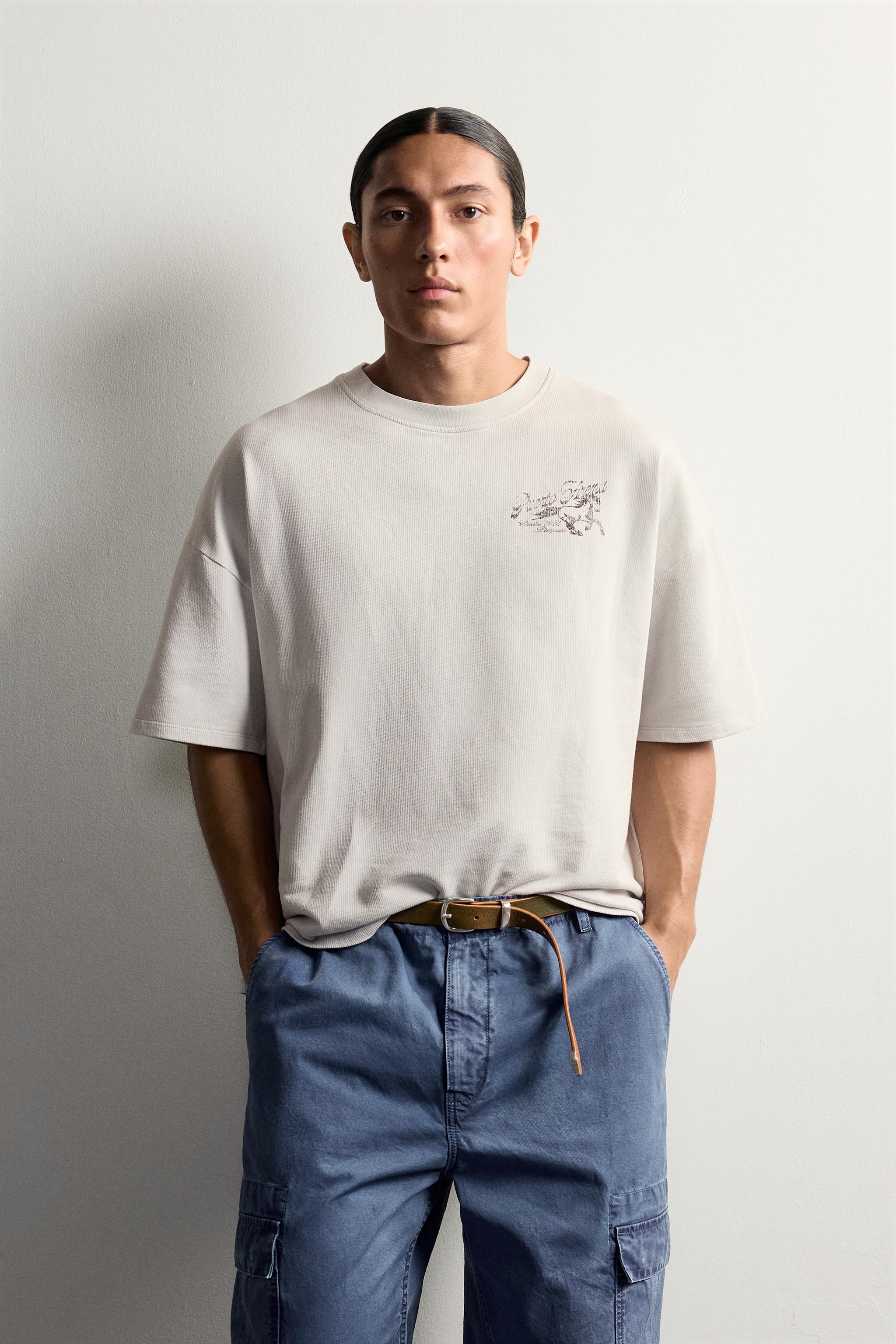 CROPPED FIT CONTRAST PRINT SWEATSHIRT - Gray | ZARA United States