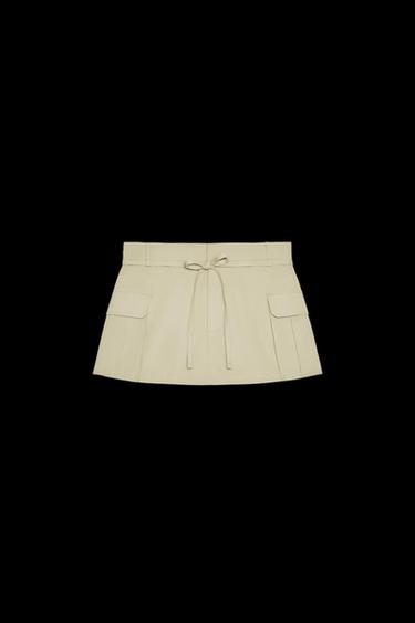 Zara CARGO SKORT - Light khaki