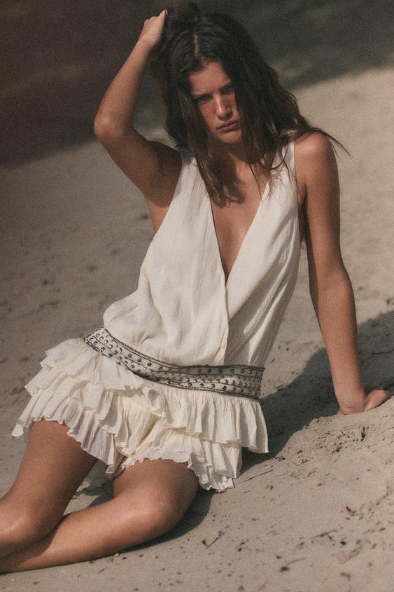 CHIFFON RUFFLED STUDDED DRESS from Zara - $69.90