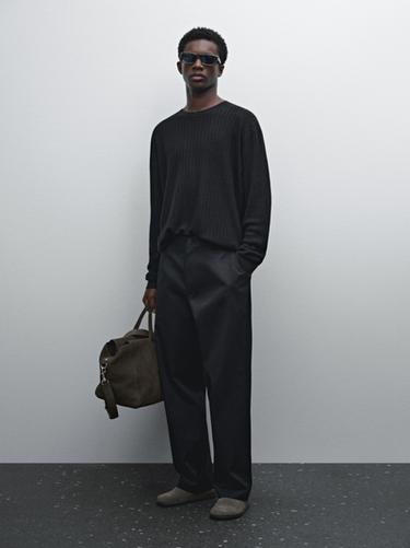 Zara 100% linen ribbed knit sweater - Black - Image 0