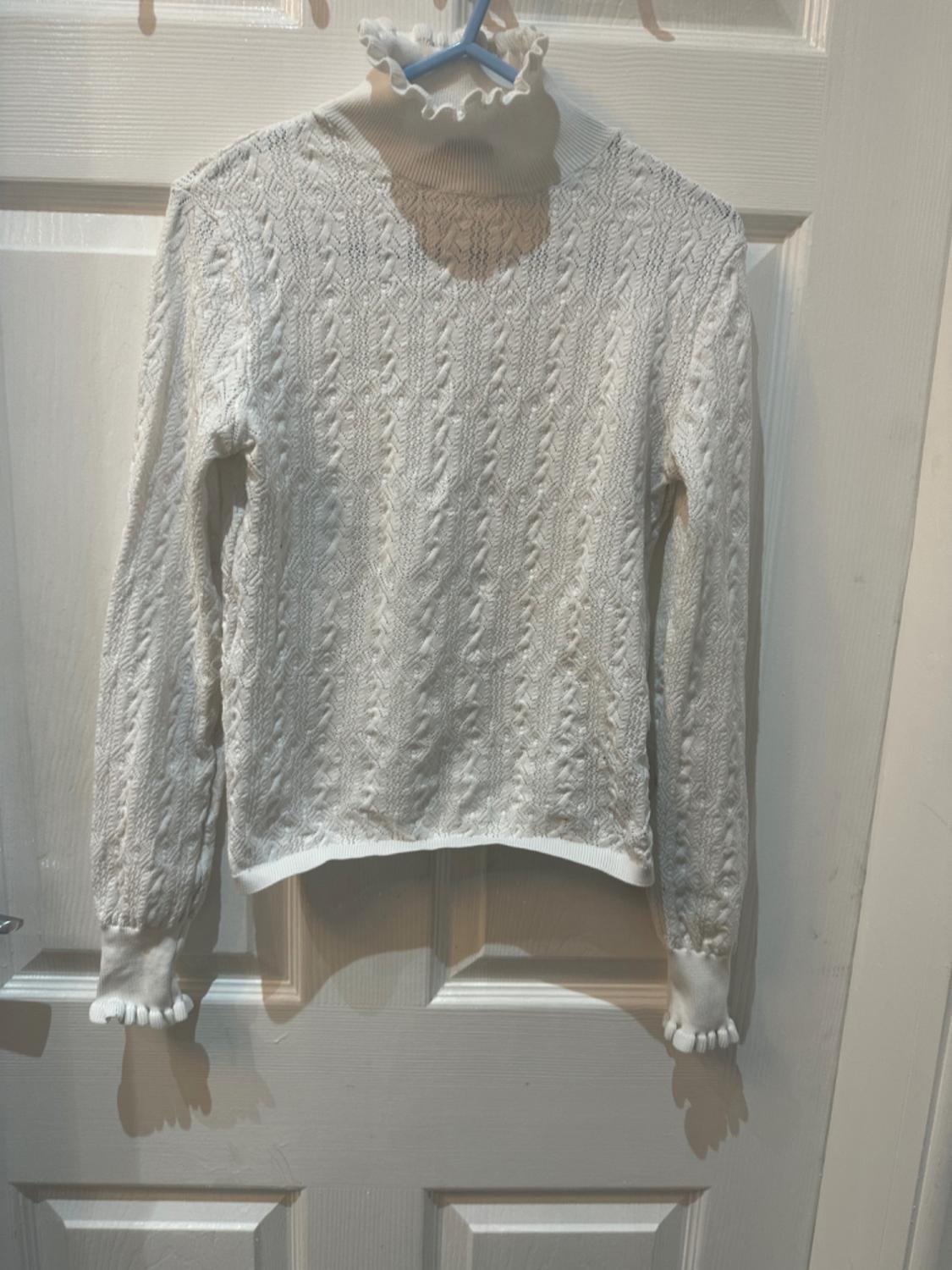 SCALLOPED HIGH NECK SWEATER