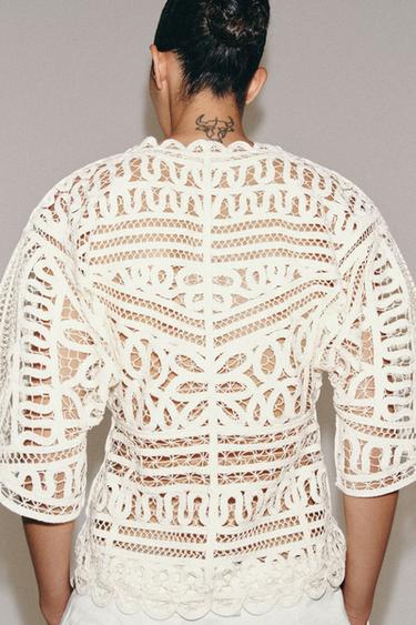 ZW COLLECTION CROCHET TOP - Ecru by Zara - Image 3
