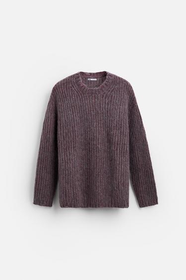 BRUSHED TEXTURE SWEATER - Burgundy by Zara