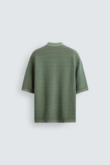 POLO PUNTO RELAXED FIT ESTRUCTURA LAVADA - Verde claro de Zara