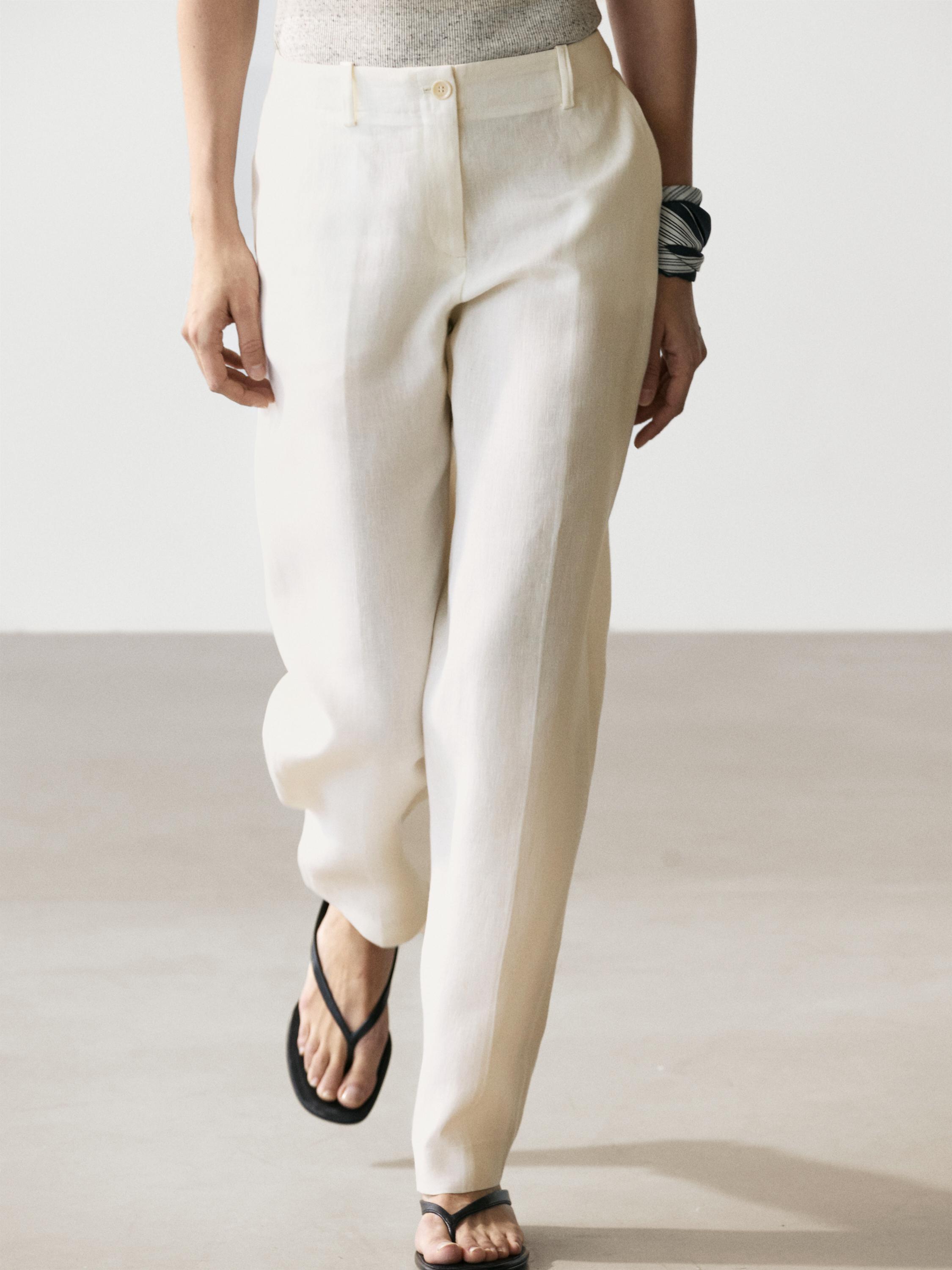 Linen suit trousers — Oyster-white