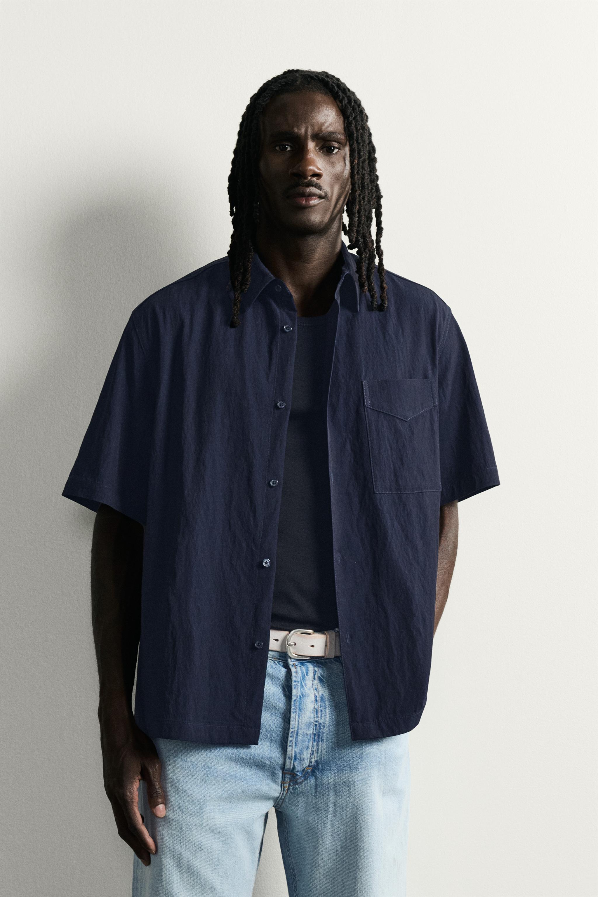 RELAXED FIT FLOWY SHIRT — Blue (alternate view)