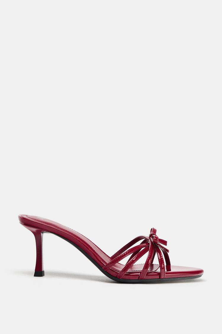 BOW HIGH-HEEL SANDALS Red ZARA India
